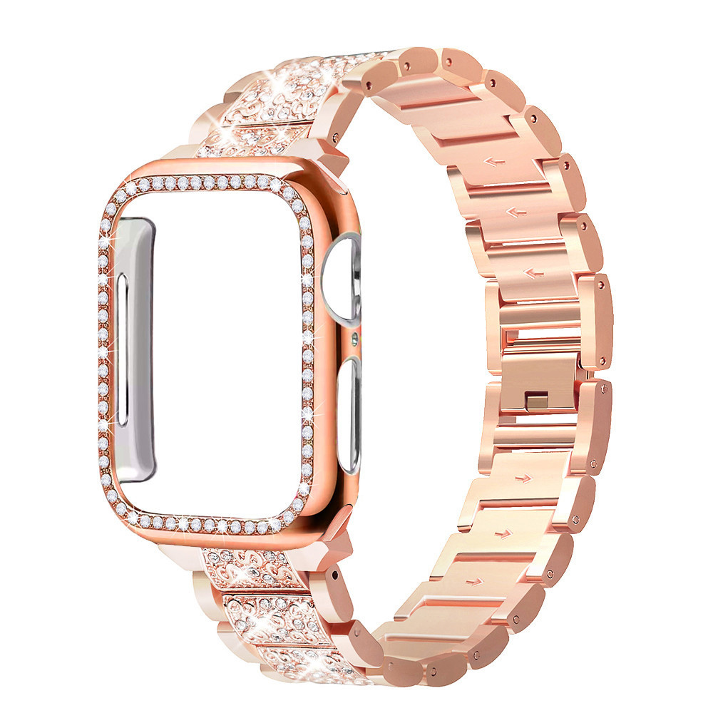 Smartwatch Luxury Watches For Women - アップルウォッチ用メタルブレスレット,ダイヤモンド,iwatchシリーズ9,8,3,6,se,7,40mm, 41mm, 45mm, 38mm 42mm、40mm