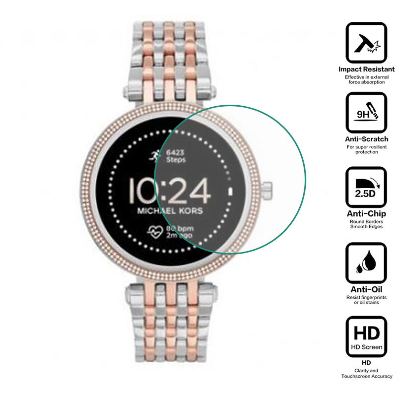 Smartwatch Watches Michael Kors - 強化ガラス保護フィルムマイケルコースアクセス世代 5E MKGO/ダルシスマートウォッチ液晶スクリーンプロテクターカバー時計保護