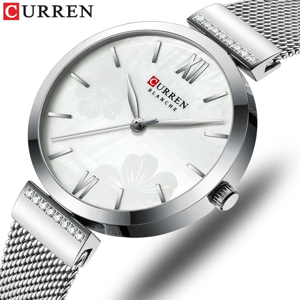 Mesh Stainless Strap - CURREN 9067 ミニマリストクォーツ腕時計 レディース、スタイリッシュな合金メッシュステンレススチールストラップ腕時計