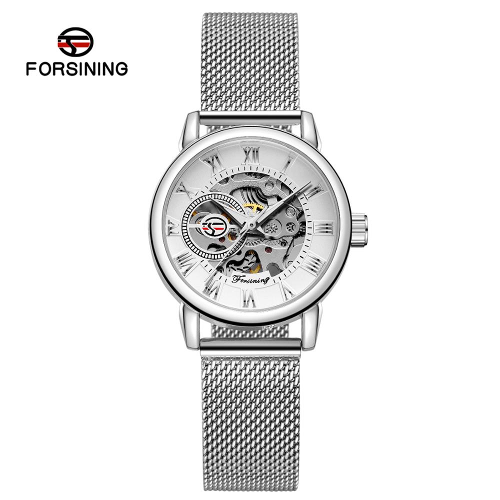Mesh Stainless Strap - 女性の機械式および自動巻き腕時計,ファッショナブル,腕時計,メッシュブレスレット,フェミニン