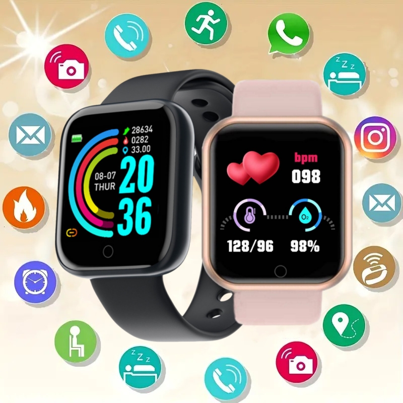 Smartwatch Watches Price - 男性と女性のためのスマートウォッチ、音楽制御付きスマートウォッチ、メッセージリマインダー、時計アラーム、フィットネストラッカー、カロリー距離、子供のための時計、y68 d20