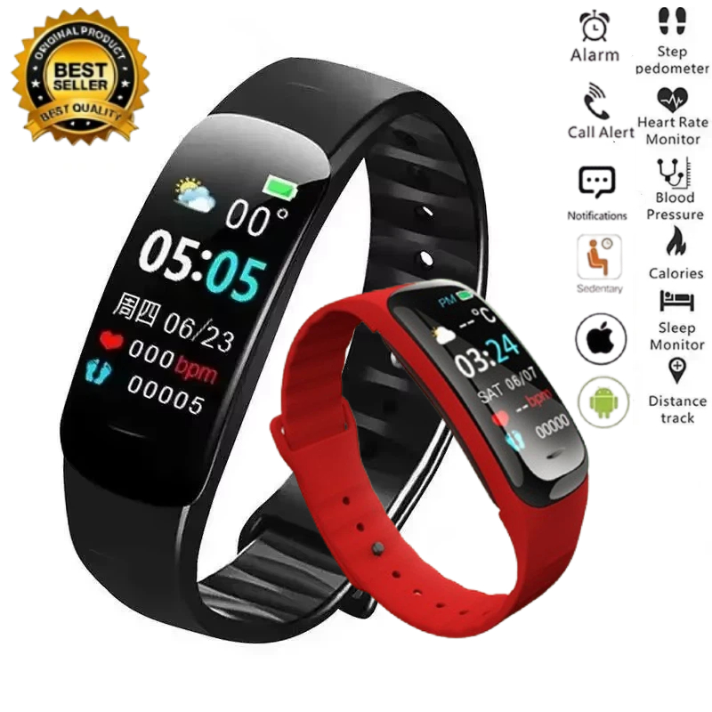 Smartwatch Watches Price - C1 PlusスマートウォッチフィットネストラッカーBluetooth心拍数血圧モニターステップカウンティングスポーツブレスレット男性女性用2026