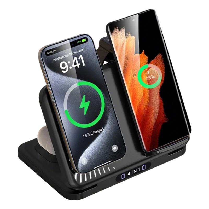 Smartwatch Phone Watches - 4 in 1 デュアルフォン ワイヤレス充電スタンド 磁気急速充電