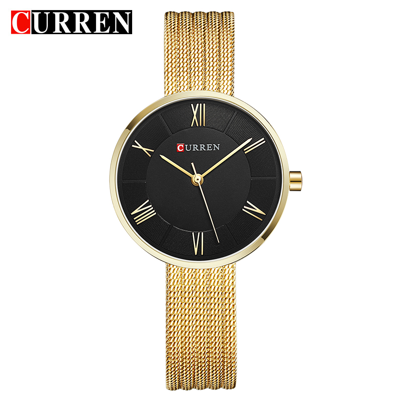 Mesh Stainless Strap - CURREN 9020 レディース用スモールダイヤルクォーツ腕時計、防水エレガントメッシュストラップファッション腕時計