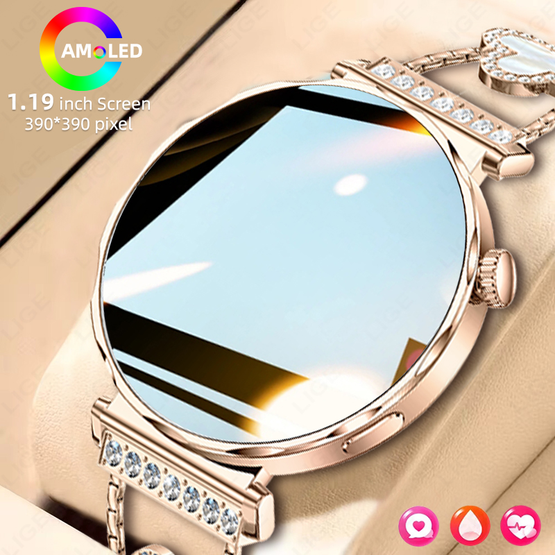Smartwatch Luxury Watches For Women - LIGE 高級スマートウォッチ レディース AMOLED スクリーン カスタムウォッチダイヤル