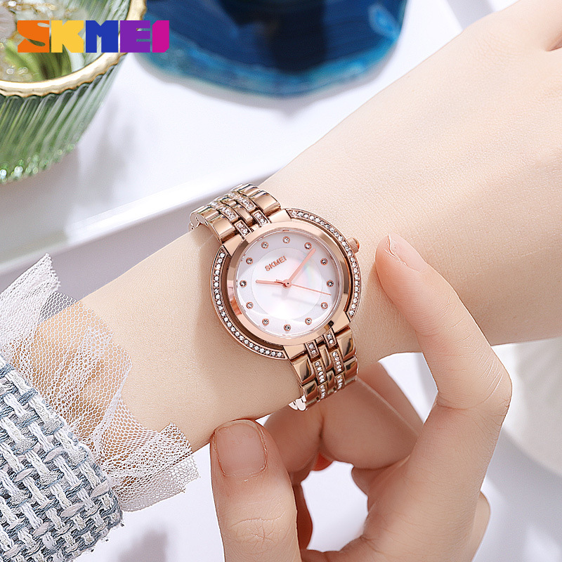 Analog Quartz Watch - レディースブレスレットクォーツ時計高級ラインストーンダイヤル亜鉛合金バンドアナログ表示 3 バー防水ファッション腕時計