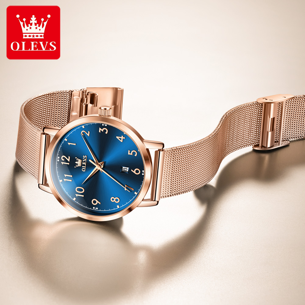 OLEVS 5653 女性の腕時計エレガントなオリジナルクォ - Mesh Stainless Strap のレビューと価格