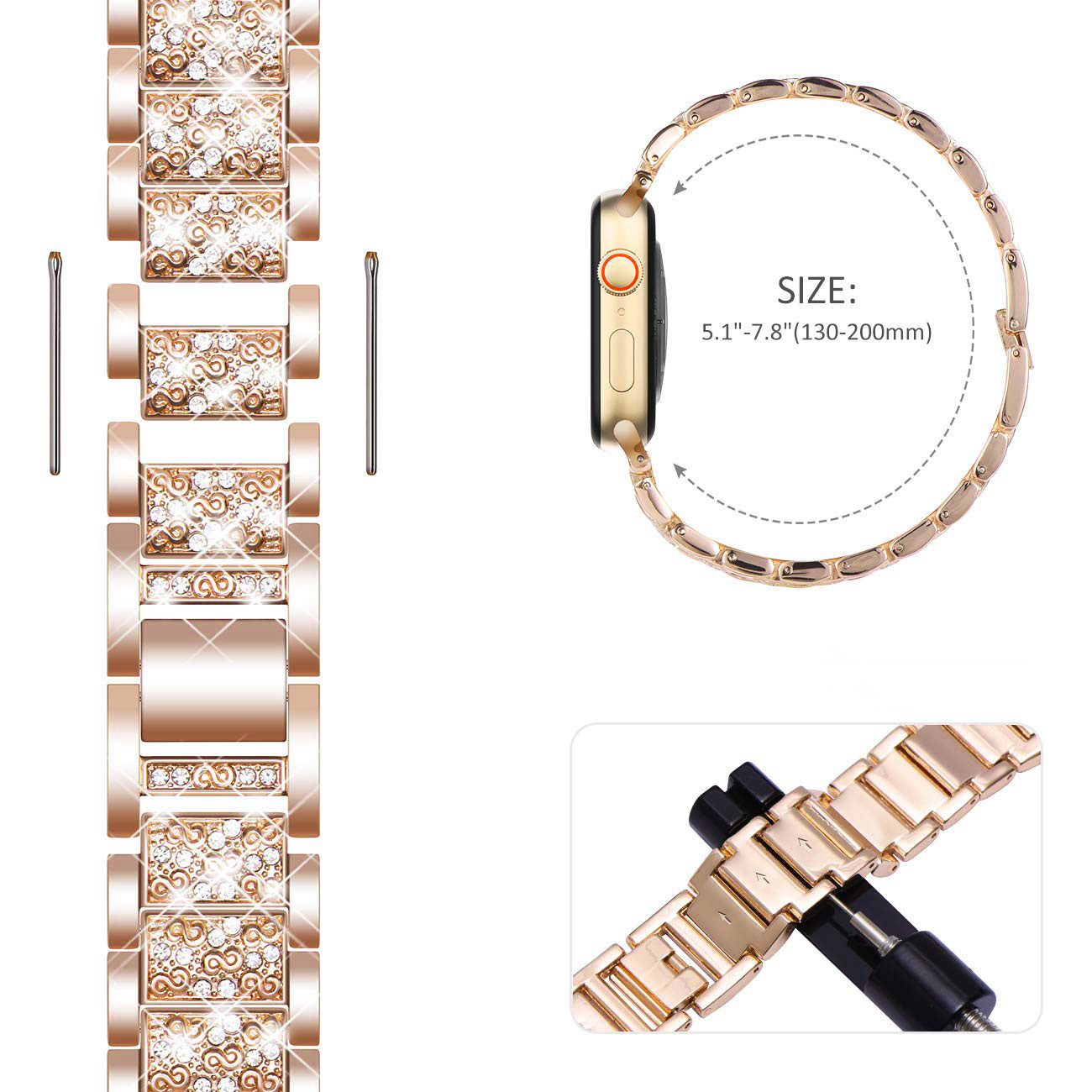 アップルウォッチ用メタルブレスレット,ダイヤモンド,iwat - Smartwatch Luxury Watches For Women のレビューと価格