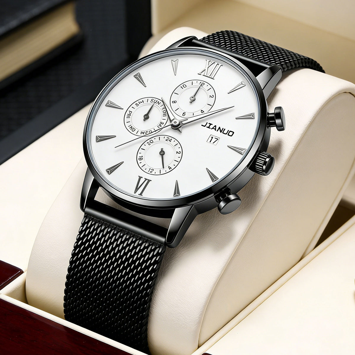 トレンディなカジュアルメンズミラノメッシュベルトウォッチファ - Mesh Stainless Strap のレビューと価格