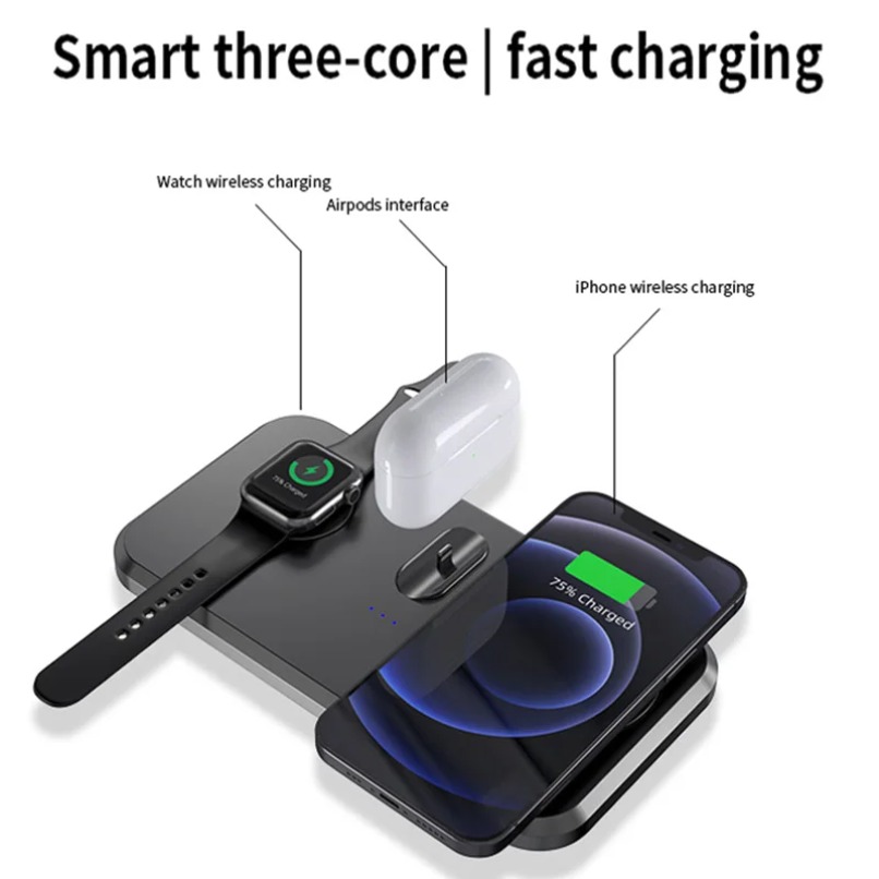 3 in 1 ワイヤレス充電パッド、携帯電話、時計、イヤホン - Smartwatch Phone Watches のレビューと価格