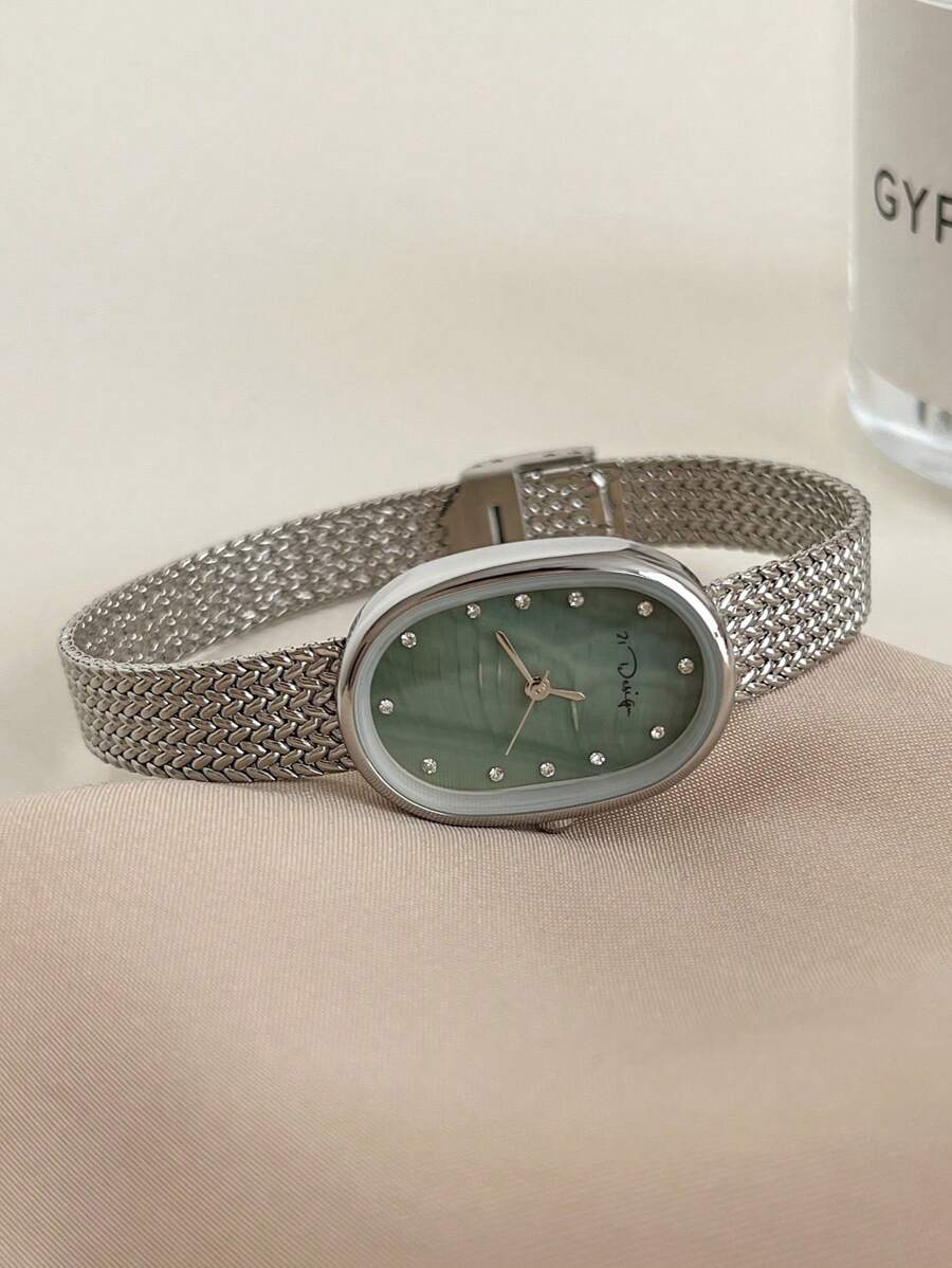 21デザイン オーバル型の真珠貝文字盤、織りメッシュストラッ - Mesh Stainless Strap のレビューと価格