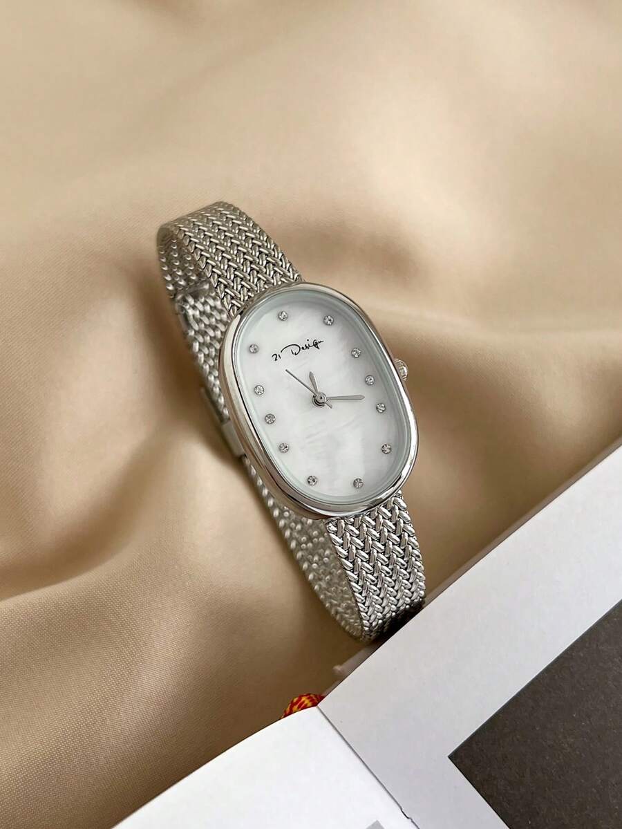 21デザイン オーバル型の真珠貝文字盤、織りメッシュストラッ - Mesh Stainless Strap のレビューと価格