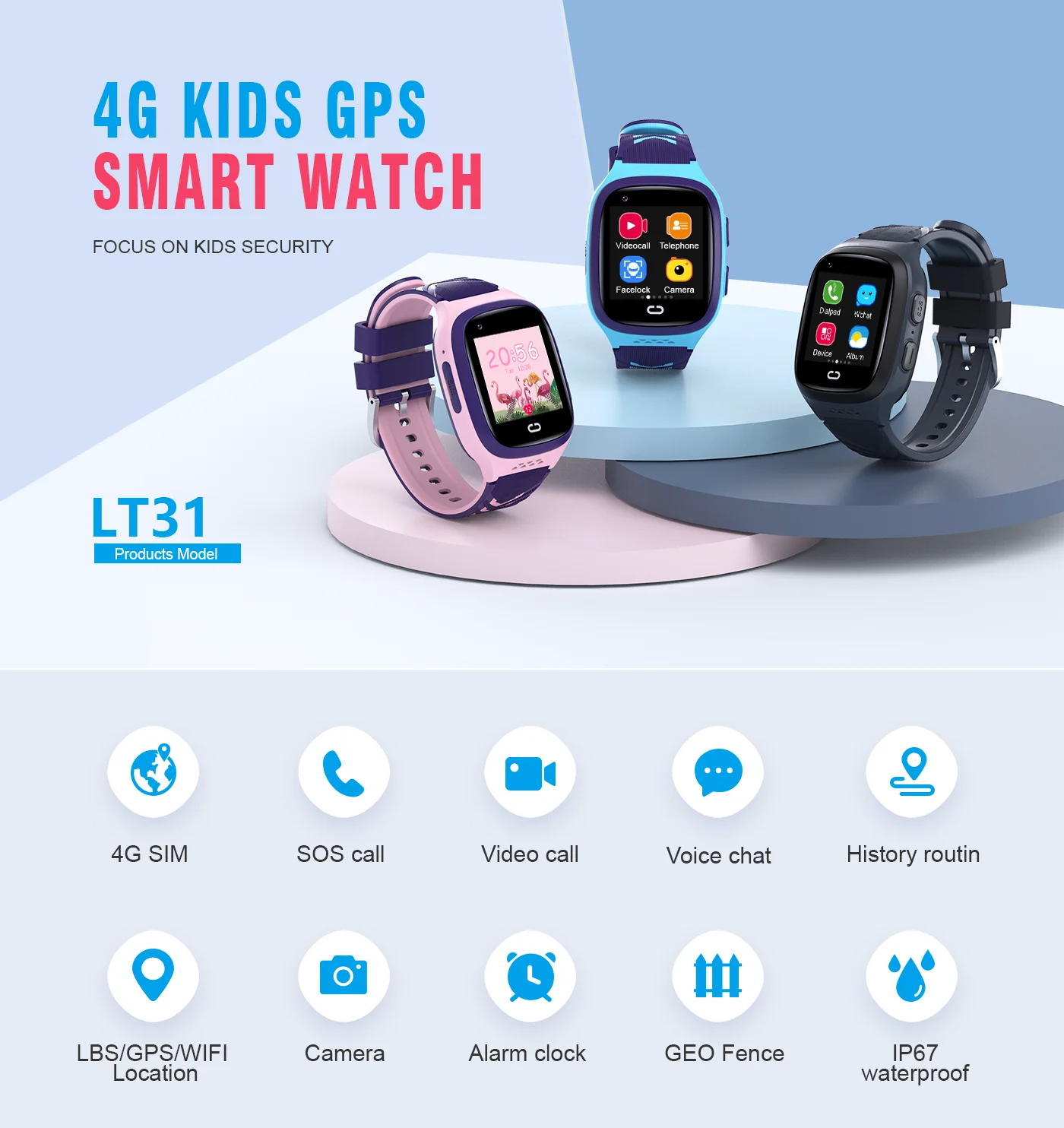 4Gキッズスマートウォッチ SOS防水 WiFi GPSビデ - Smartwatch Watches Price のレビューと価格