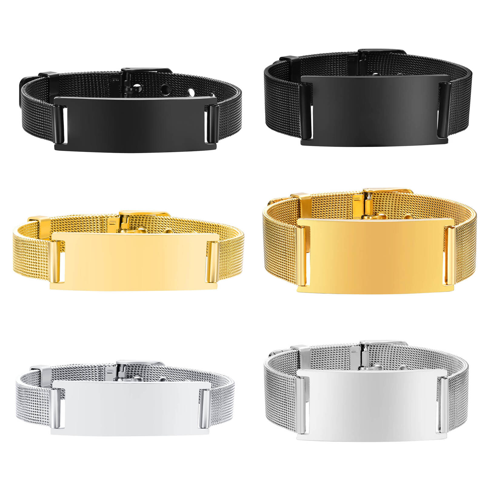 男性と女性のためのパーソナライズされた時計ブレスレット,調整 - Mesh Stainless Strap のレビューと価格