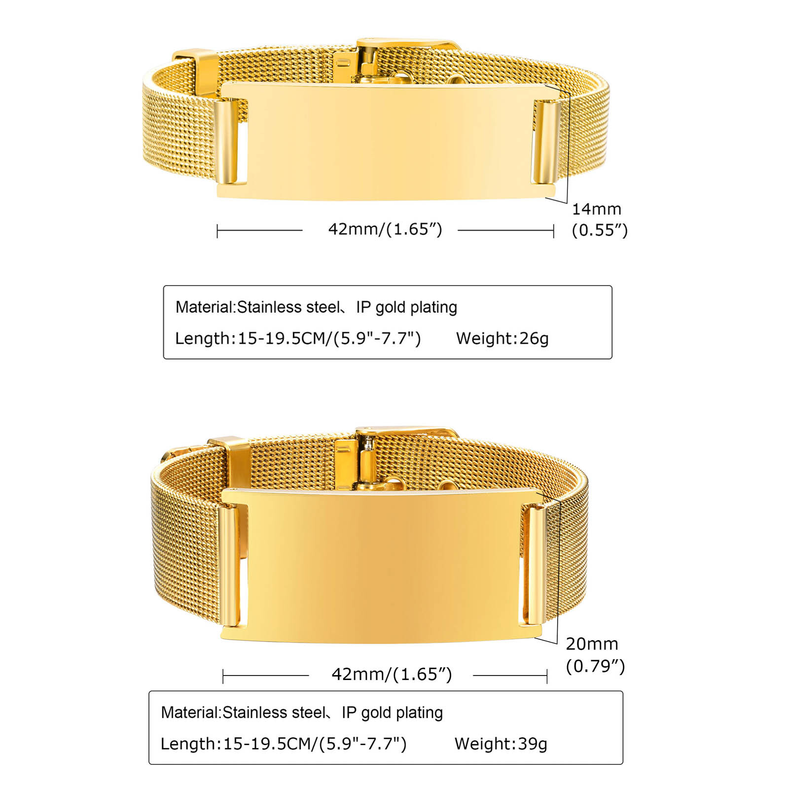 男性と女性のためのパーソナライズされた時計ブレスレット,調整 - Mesh Stainless Strap のレビューと価格