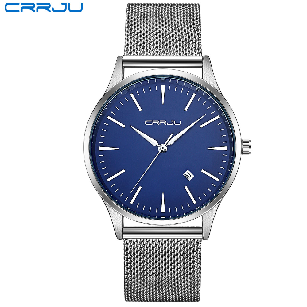 Crrjuカレンダー構成ビジネスマン腕時計ステンレス鋼メッシ - Mesh Stainless Strap のレビューと価格
