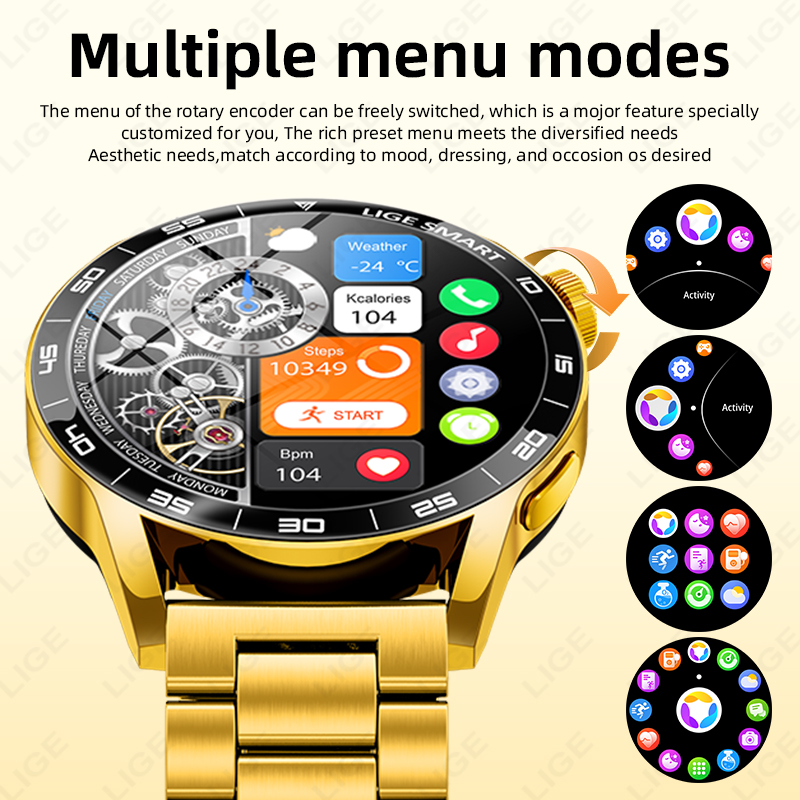 LIGE 高級スマートウォッチ 男女兼用 BT通話対応 メン - Smartwatch Luxury Watches For Women のレビューと価格