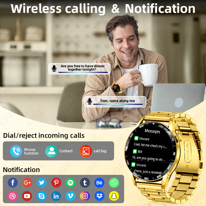 LIGE 高級スマートウォッチ 男女兼用 BT通話対応 メン - Smartwatch Luxury Watches For Women のレビューと価格
