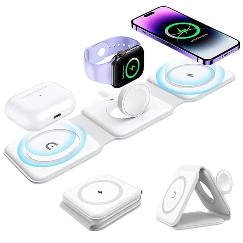 3-in-1 磁気折りたたみ式ワイヤレス充電器、15W急速充 - Smartwatch Phone Watches のレビューと価格