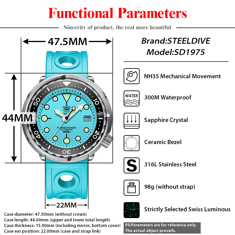 STEELDIVE SD1975 メンズ自動腕時計男性ダイブ - Citizen Watch Tsuyosa のレビューと価格