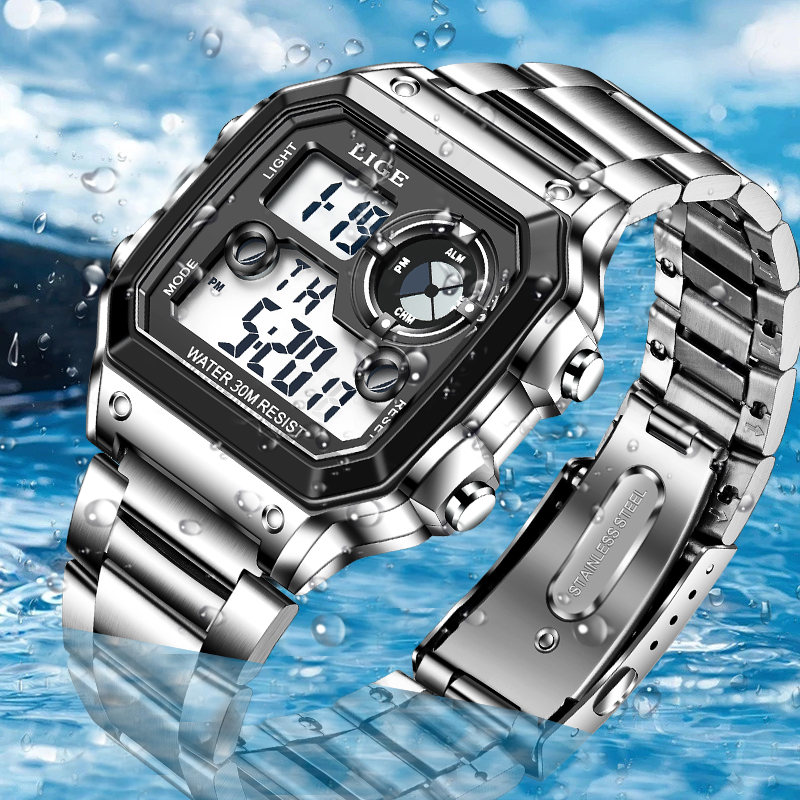 LIGE ファッションカジュアル電子マンウォッチスポーツ防水 - Analog Quartz Watch のレビューと価格