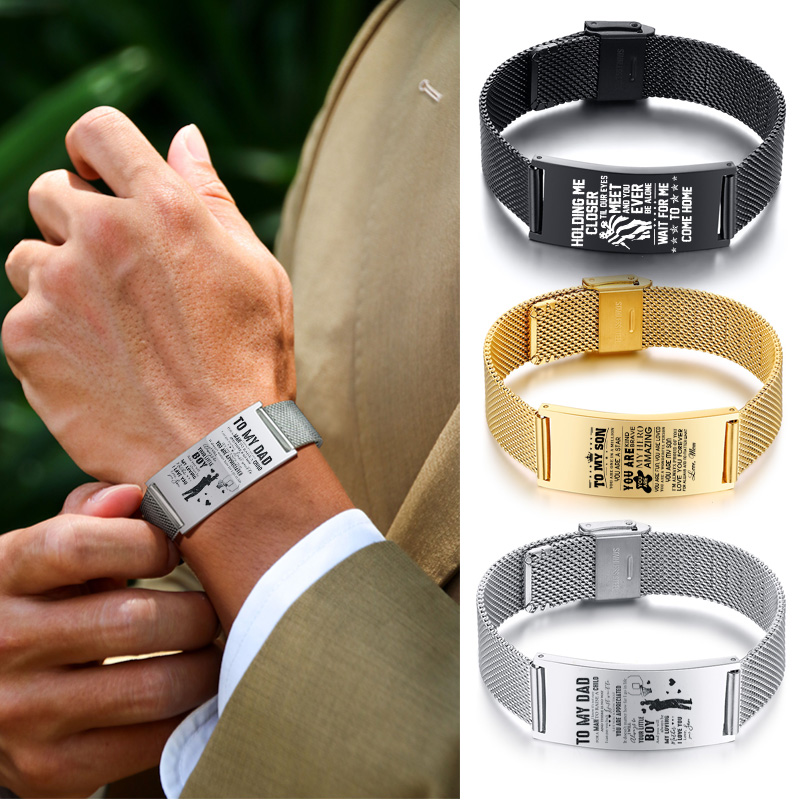 男性ブレスレットメッシュ時計バンドブレスレットステンレススチ - Mesh Stainless Strap のレビューと価格