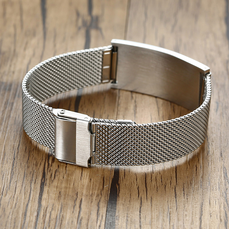男性ブレスレットメッシュ時計バンドブレスレットステンレススチ - Mesh Stainless Strap のレビューと価格