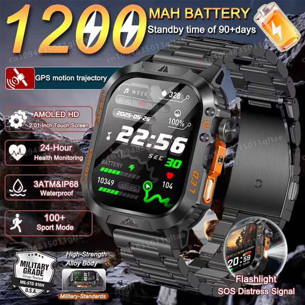 2026 新しい軍事スマートウォッチ男性 IP67 3ATM - Smartwatch Health Watches のレビューと価格