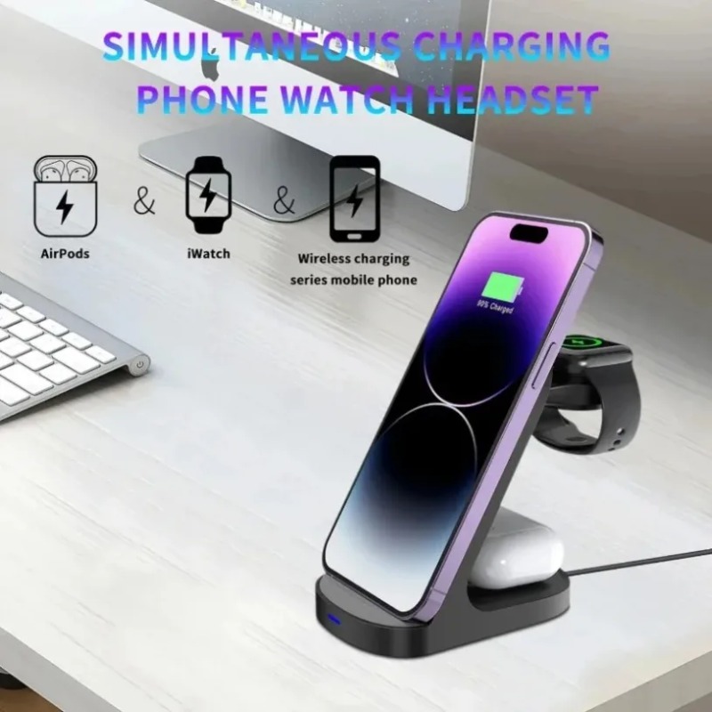 耐久性のある3-in-1ワイヤレス充電スタンド、スマートフォ - Smartwatch Phone Watches のレビューと価格