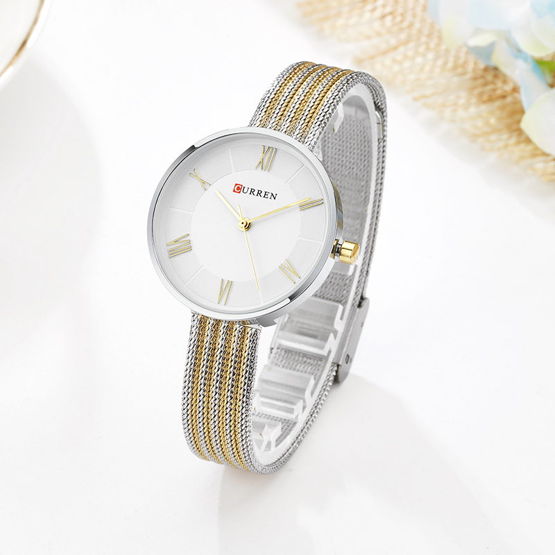 CURREN 9020 レディース用スモールダイヤルクォーツ - Mesh Stainless Strap のレビューと価格