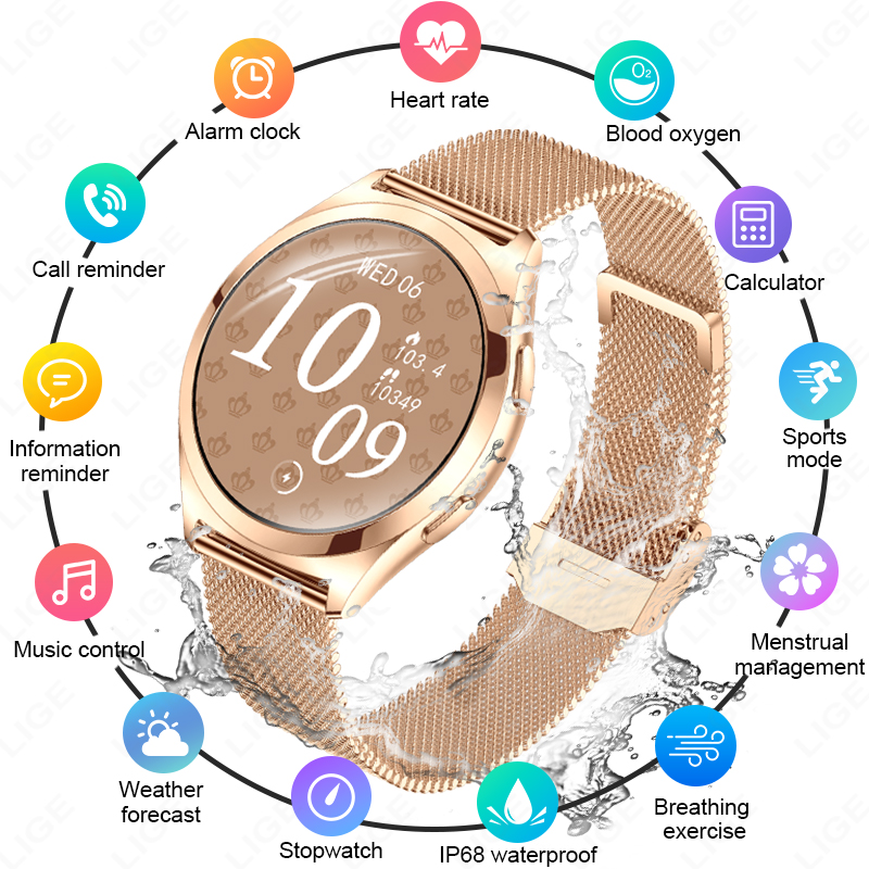 LIGE 高級スマートウォッチ女性用 1.27 インチ Bl - Smartwatch Luxury Watches For Women のレビューと価格