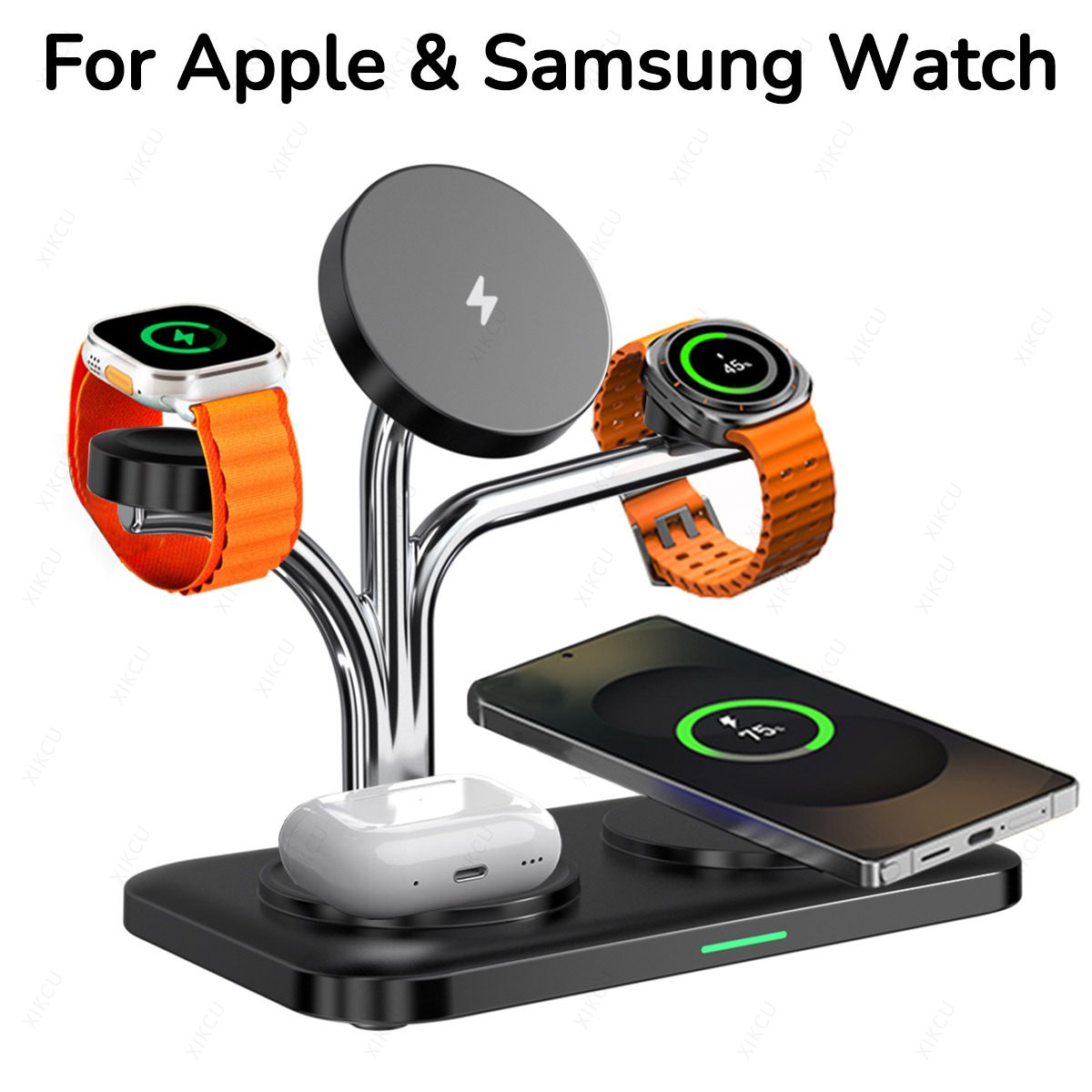 5 in 1 磁気ワイヤレス充電器、デュアルフォンとウォッチ - Smartwatch Phone Watches のレビューと価格