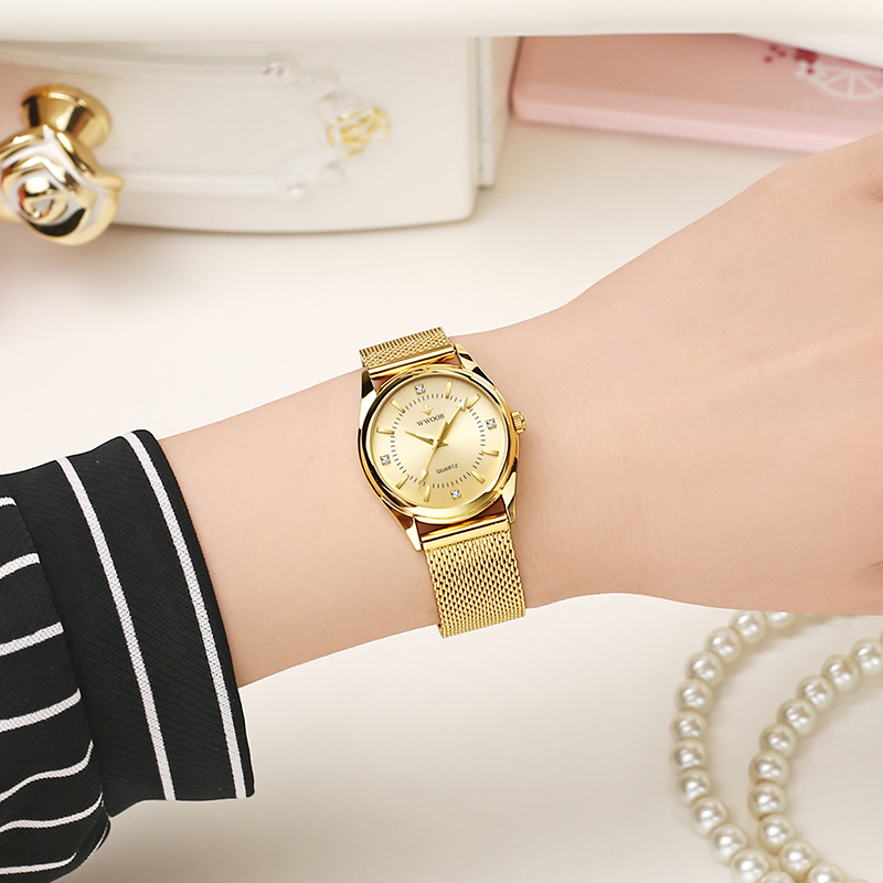 WWOOR 高級ブランドドレスゴールド腕時計レディースエレガ - Mesh Stainless Strap のレビューと価格