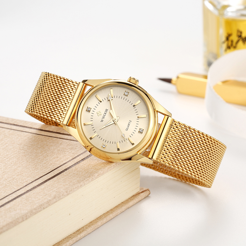 WWOOR 高級ブランドドレスゴールド腕時計レディースエレガ - Mesh Stainless Strap のレビューと価格