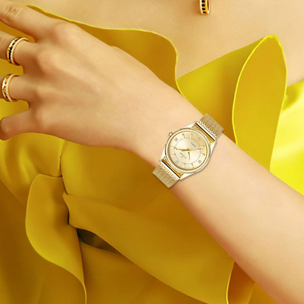WWOOR 高級ブランドドレスゴールド腕時計レディースエレガ - Mesh Stainless Strap のレビューと価格