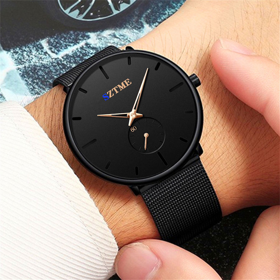 メンズ超薄型クォーツ時計,メッシュストラップ,カジュアルでク - Mesh Stainless Strap のレビューと価格